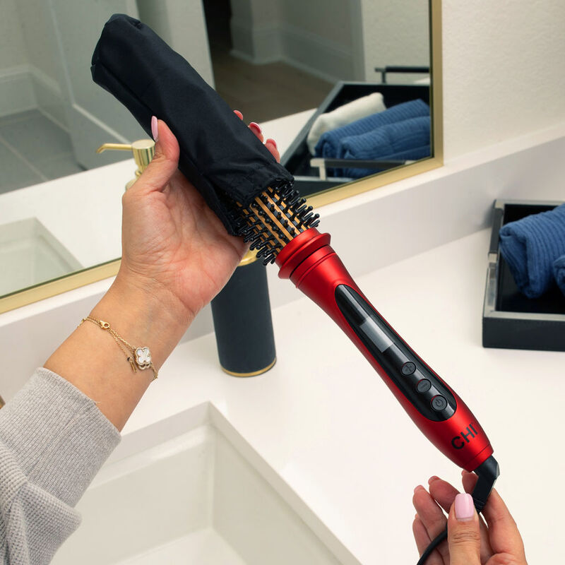 1.25 inch Tourmaline Ceramic Heated Round Brush - Ruby Red, , large image number null