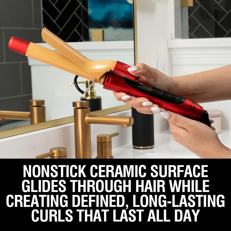1 Inch Tourmaline Ceramic Curling Iron - Ruby Red, , large image number null