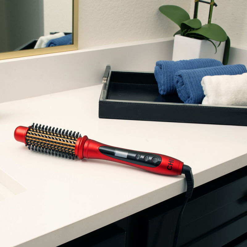 1.25 inch Tourmaline Ceramic Heated Round Brush - Ruby Red, , large image number null