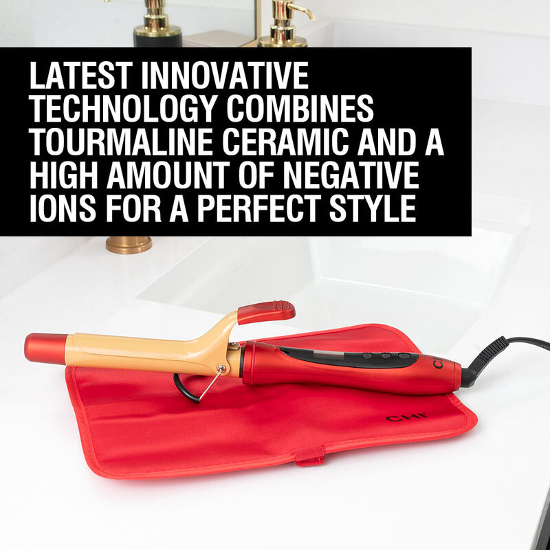 1 Inch Tourmaline Ceramic Curling Iron - Ruby Red, , large image number null