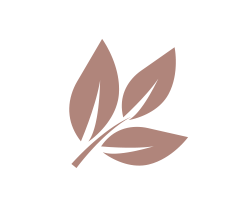 Gold logo of a plant with three leaves